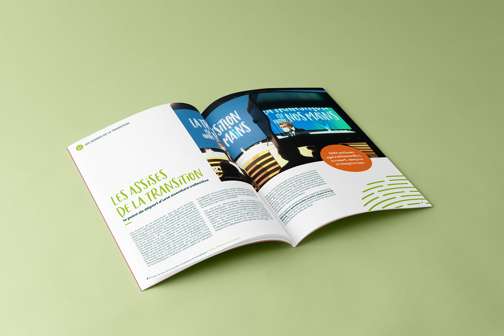 double page de la brochure pour Orléans Métropole, Objectif zéro carbone