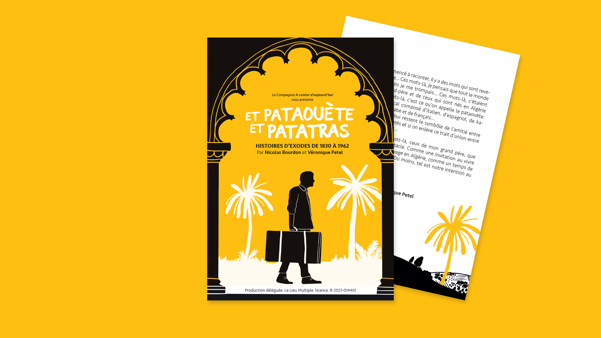 Affiche et flyer pour le spectacle de conte sur les pieds noir