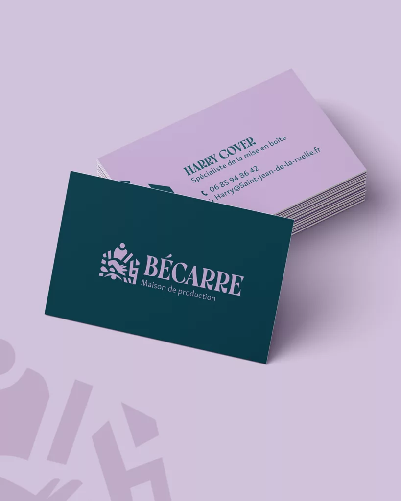 Carte de visite mis en page pour becarre production
