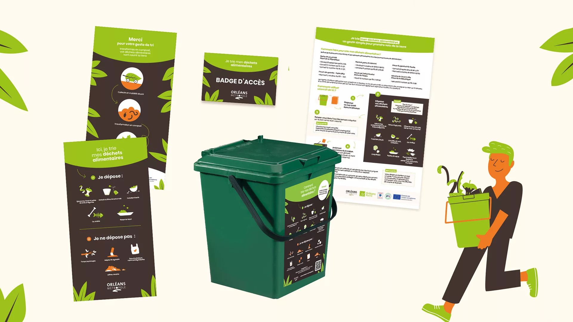 Graphisme pour les bornes de biodéchets à Orléans Métropole